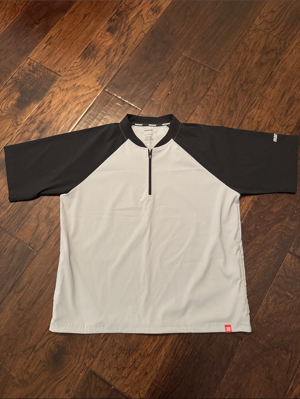 Men's Marucci baseball pullover -Black and White Short-Sleeve Raglan Zip Shirt